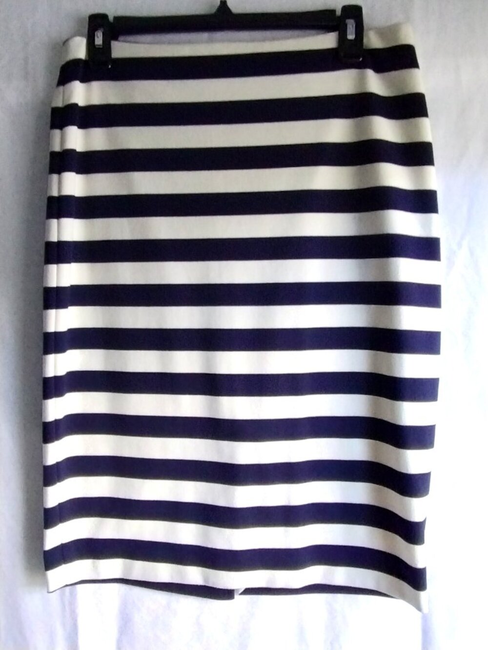 THE LIMITED Navy Blue & White STRIPE Stretch Knit PENCIL SKIRT Sz 8